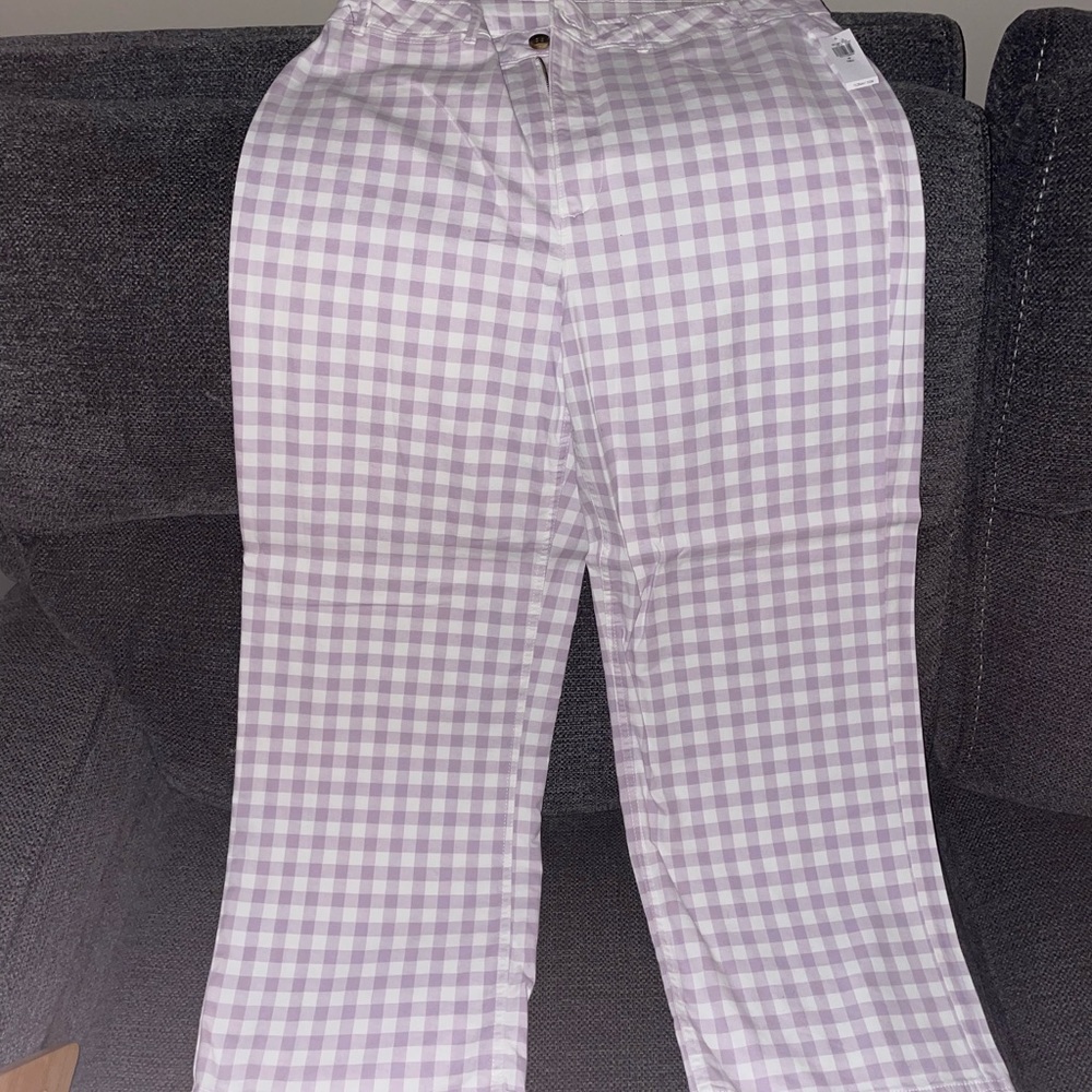 NWT Old Navy Lavender Plaid Wide-Leg Pants